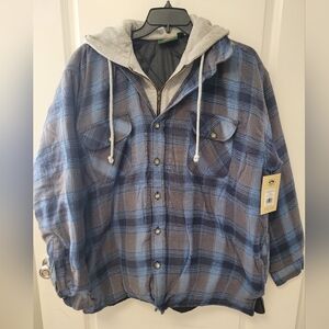 Stillwater Supply Co Flannel Jacket Mens Size 2X, Blue Plaid, Quilted Lining New